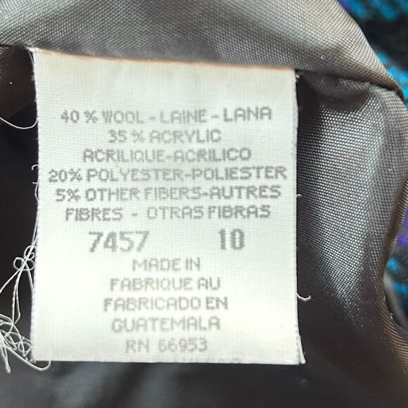 LESLIE FAY 24WP Wool/ Acrylic Princess Cut Plaid Jacket -VINTAGE - Picture 5 of 5